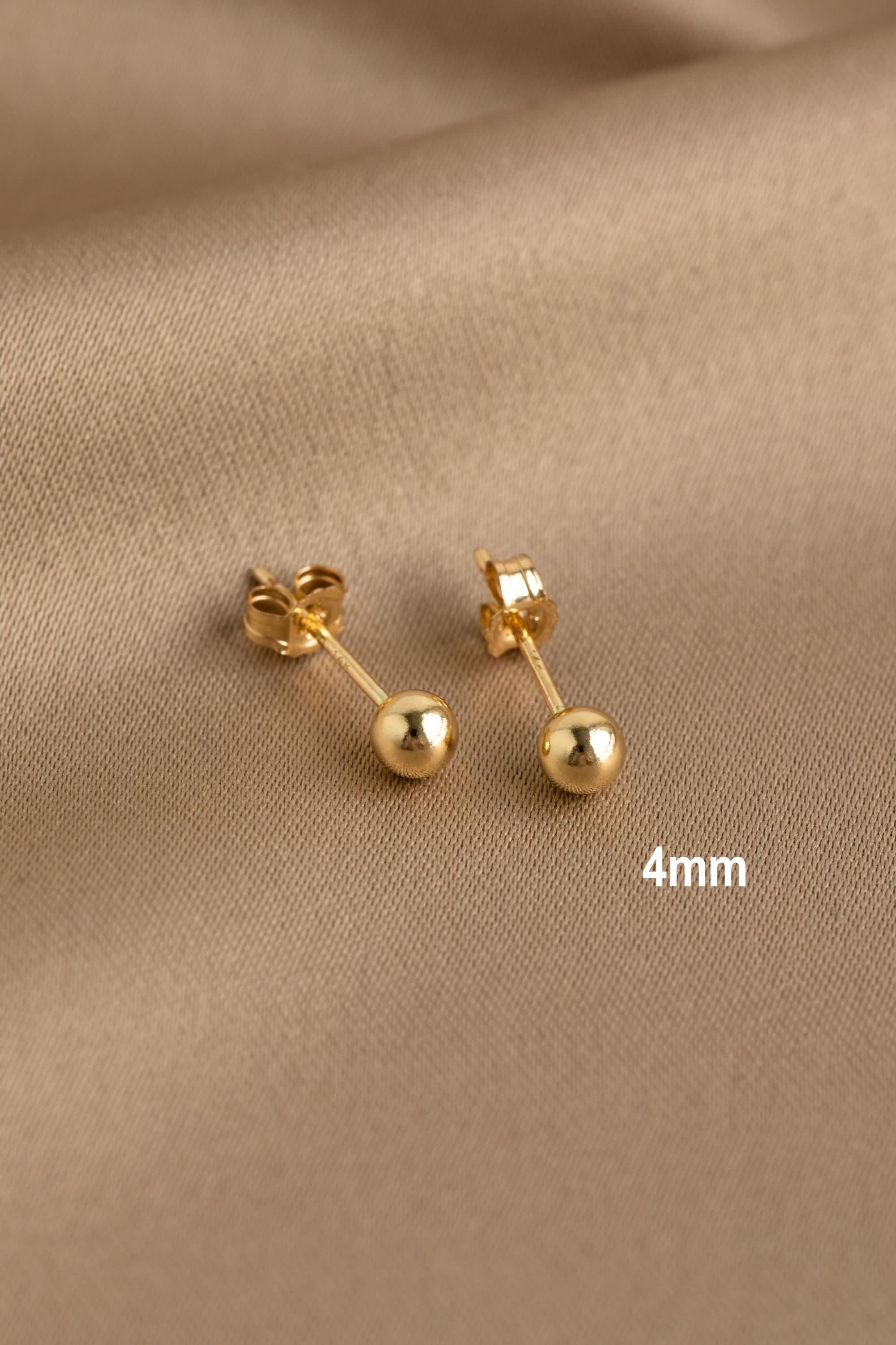 Tiny Ball Studs, Daily Wear Plain Ball Stud Earrings 3Mm, 4Mm, 5Mm Dainty Gold Earrings, Tiny Stud Earrings, Minimalist Earrings