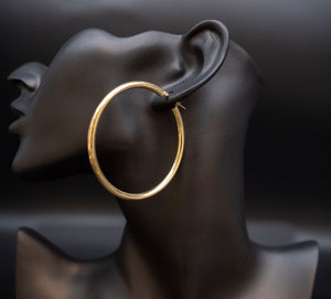 Real 10K Yellow Gold Hoop Earrings 2Mm, 3Mm, 4Mm Thickness, 15Mm-70Mm Gold Hoop Earrings