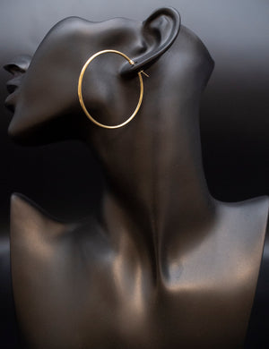 Real 10K Yellow Gold Hoop Earrings 2Mm, 3Mm, 4Mm Thickness, 15Mm-70Mm Gold Hoop Earrings
