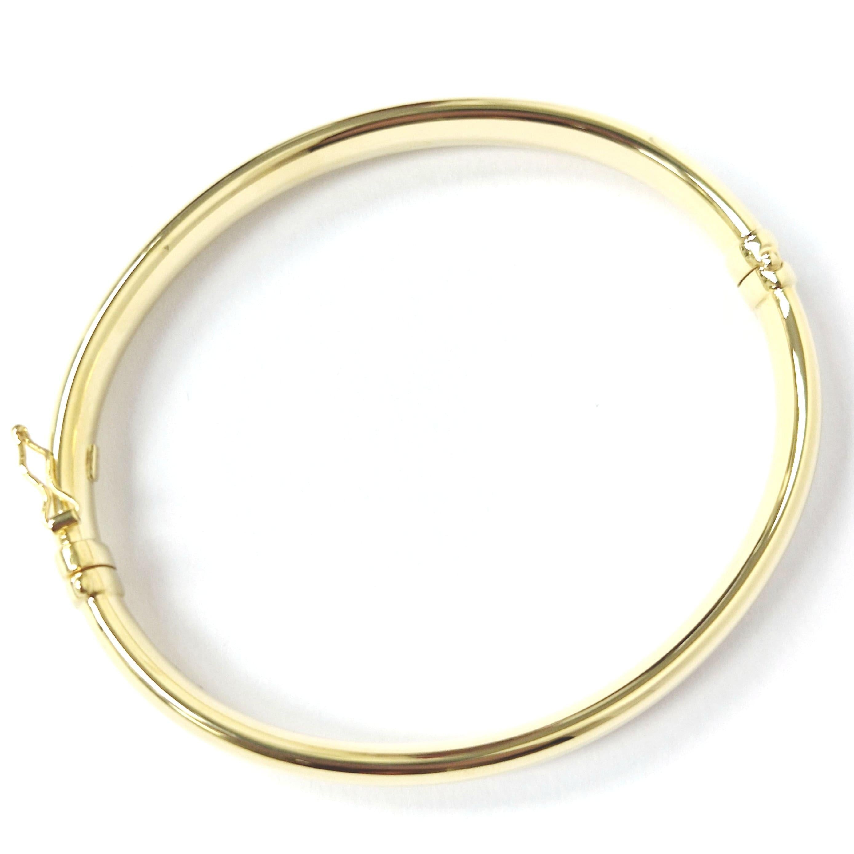 Elegant 9ct Gold Hinged Bangle Bracelet - UK Hallmarked, 6.5mm Wide Ladies Design.