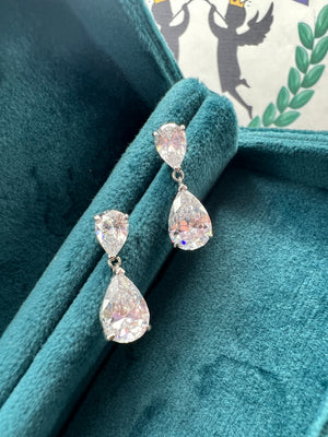 3 Carat Mini Dainty Pear Diamond Drop Dangle Earrings Exquisite ART DECO Style S925/14K18K GOLD