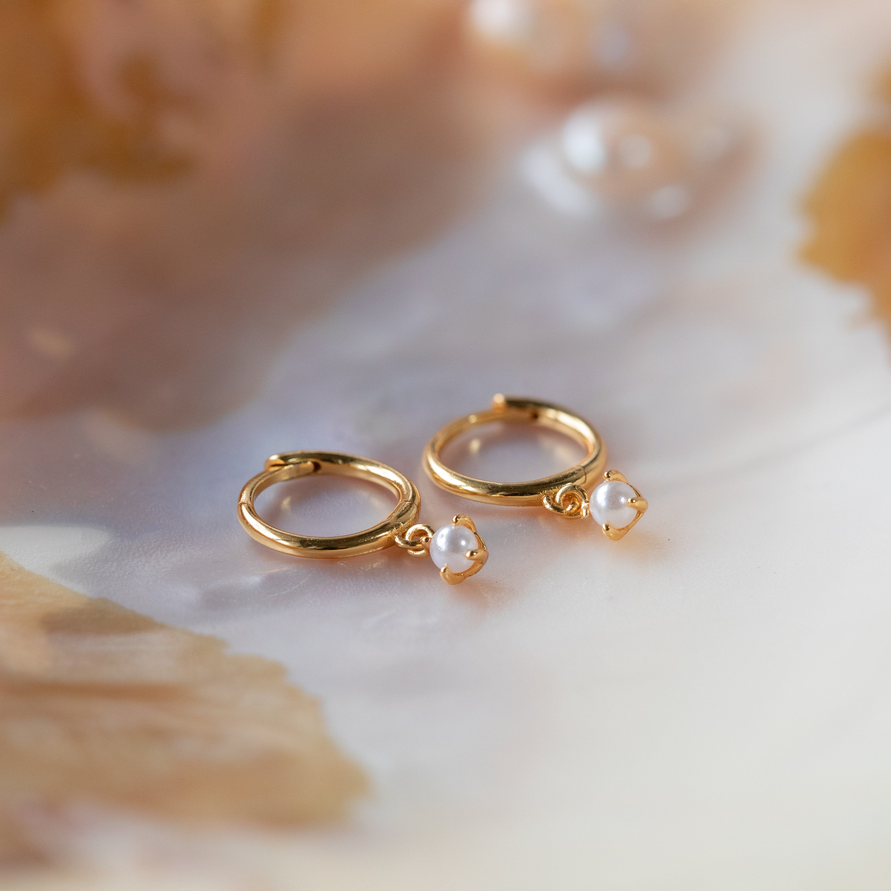 Dainty Pearl Hoop Earrings by Caitlyn Minimalist • Dangle Drop Huggie Earrings • Minimalist Pearl Jewelry • Gift for Mom • ER315