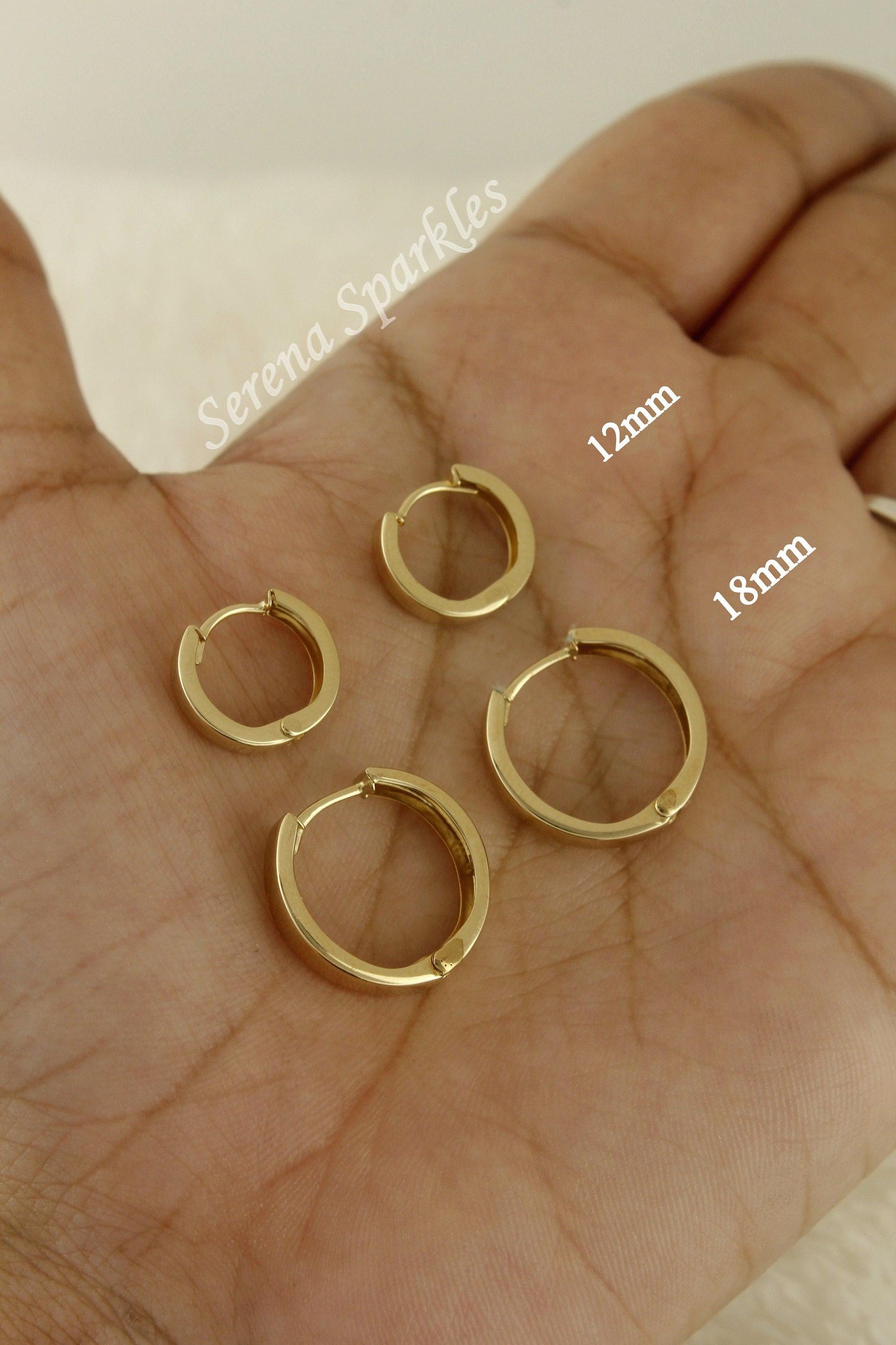Dainty 10K Solid Gold Minimalist Huggie Hoop Earrings for Everyday Wear.