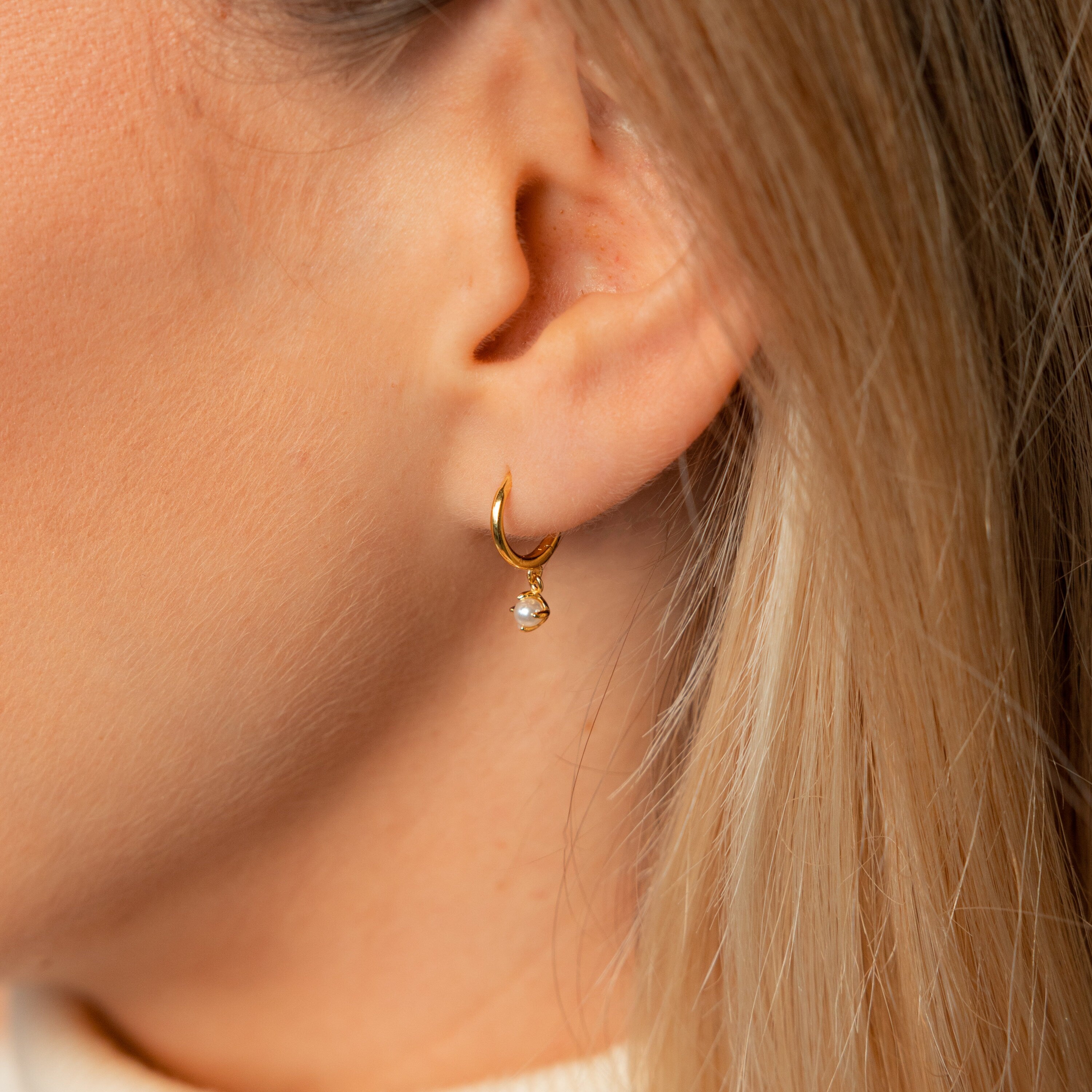 Dainty Pearl Hoop Earrings by Caitlyn Minimalist • Dangle Drop Huggie Earrings • Minimalist Pearl Jewelry • Gift for Mom • ER315