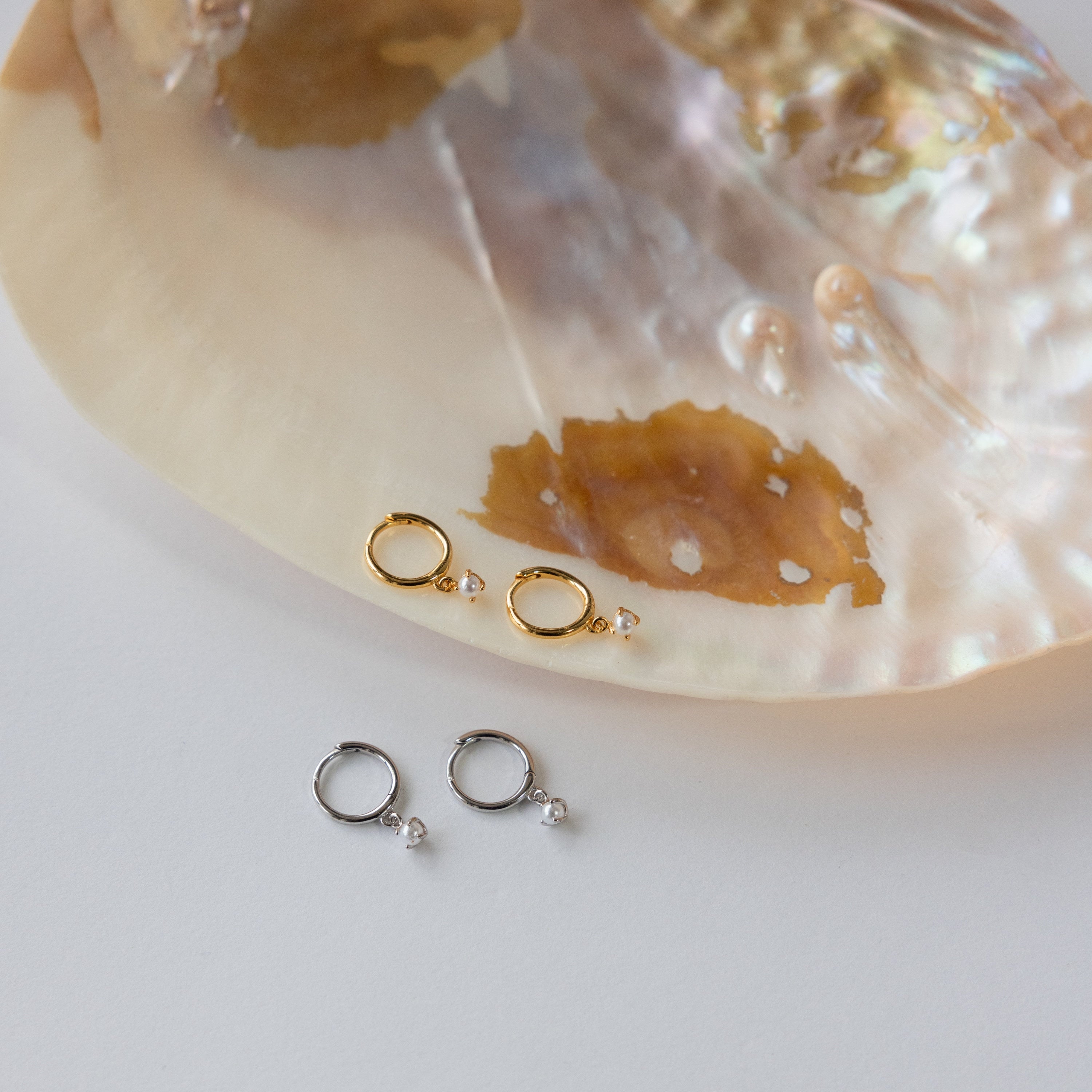 Dainty Pearl Hoop Earrings by Caitlyn Minimalist • Dangle Drop Huggie Earrings • Minimalist Pearl Jewelry • Gift for Mom • ER315
