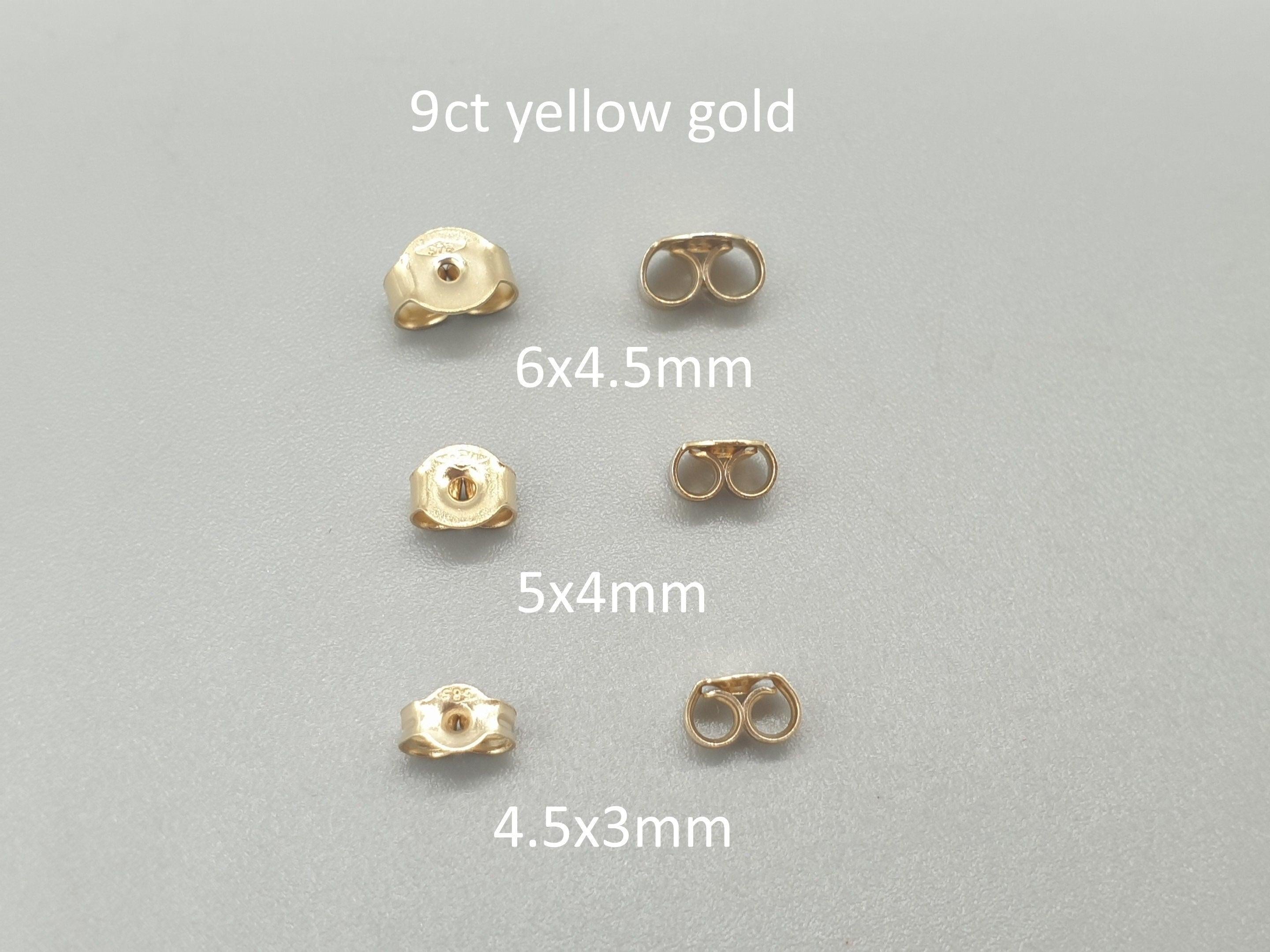 Elegant 9K Solid Yellow Gold Earring Backs - 375 Stamped Butterfly Scrolls Jewelry Findings Pair.