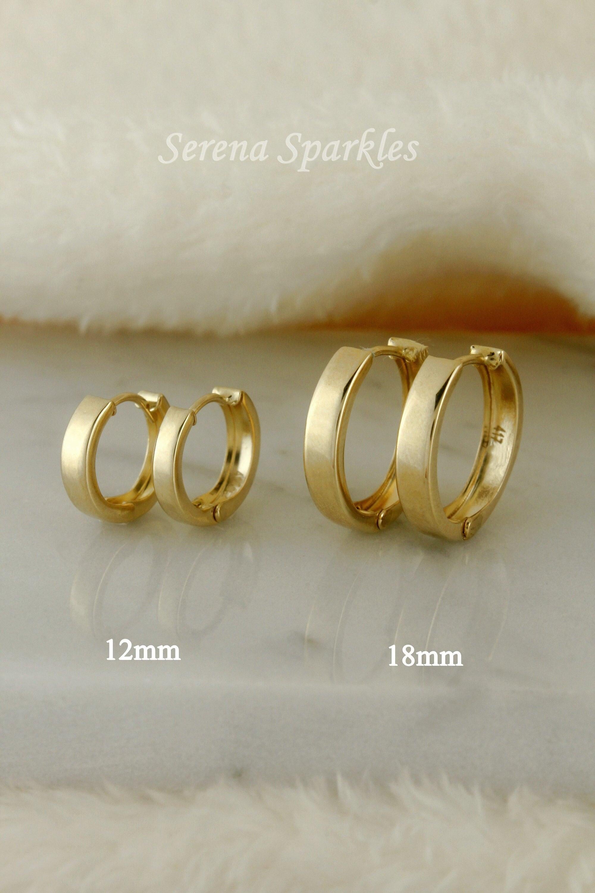 Dainty 10K Solid Gold Minimalist Huggie Hoop Earrings for Everyday Wear.
