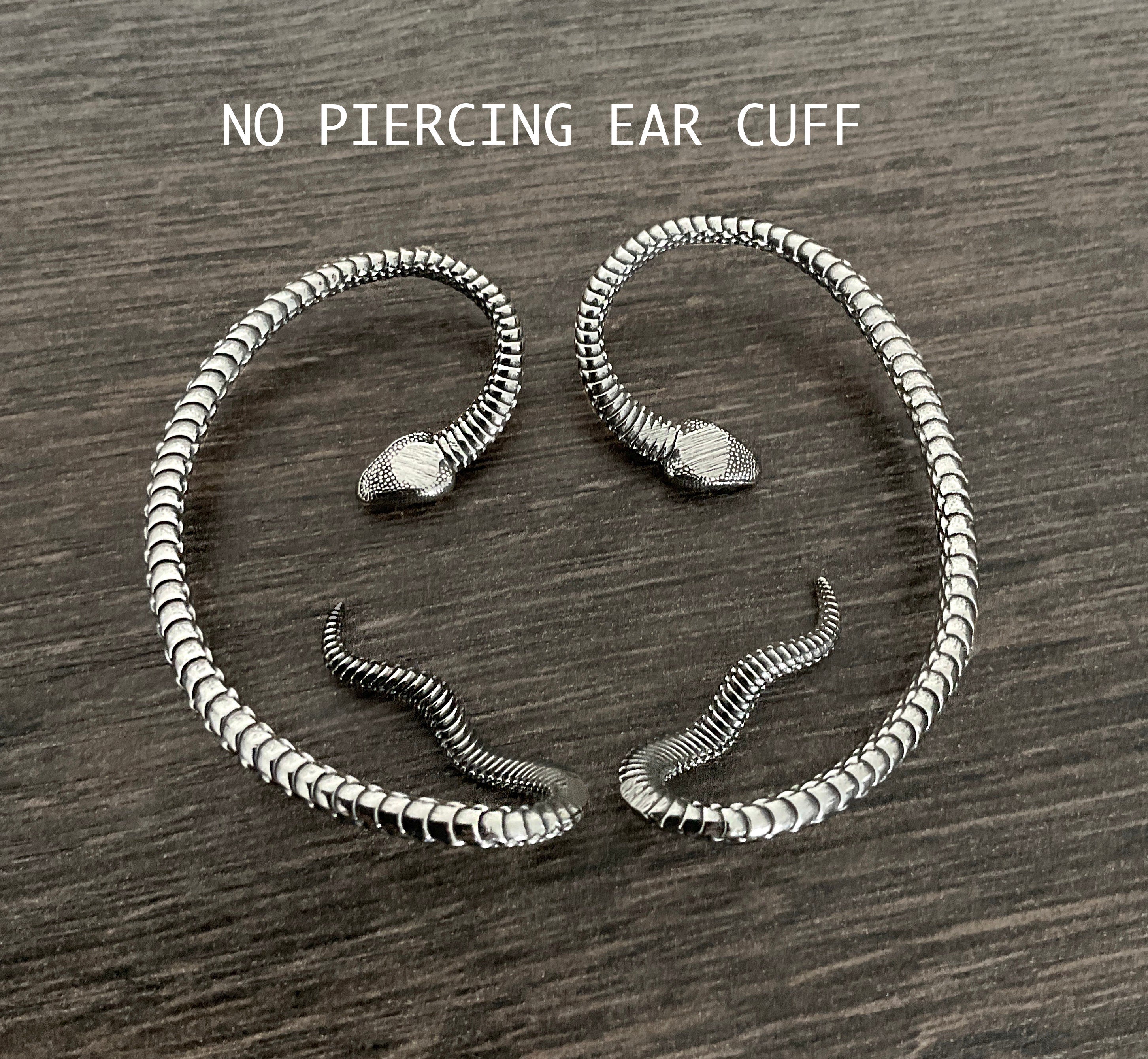 Snake Ear Cuff, No Piercing Gothic Earring, Unisex Goth Stainless Steel Jewelry