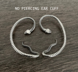 Snake Ear Cuff, No Piercing Gothic Earring, Unisex Goth Stainless Steel Jewelry