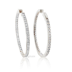 2 Ct Diamond Hoop Earrings, Women'S Earrings, Everyday Earrings, Huggies with round Diamonds, Hoop Earrings with Safety Lock