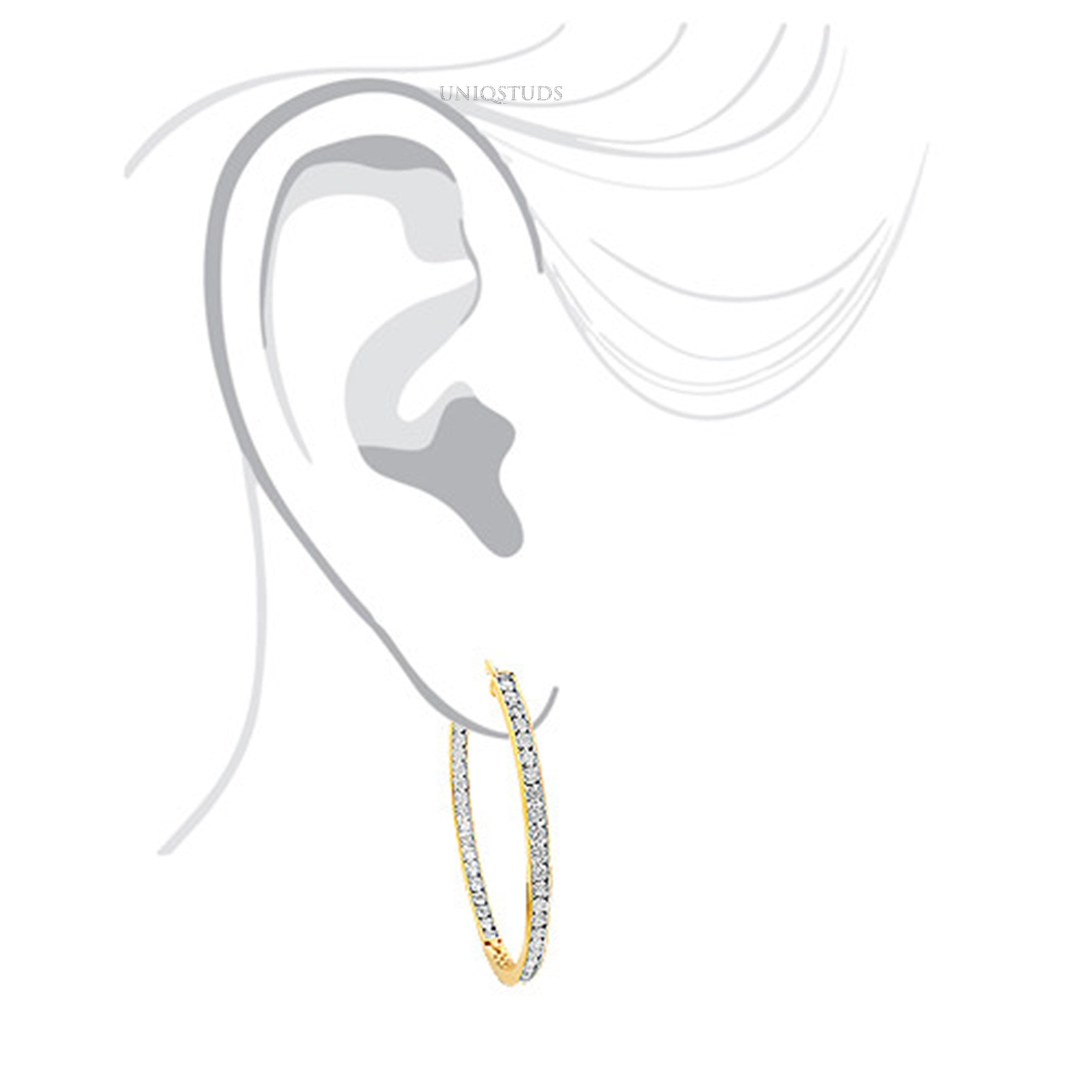 2 Ct Diamond Hoop Earrings, Women'S Earrings, Everyday Earrings, Huggies with round Diamonds, Hoop Earrings with Safety Lock