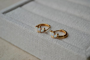 14K Gold Filled White Opal Marquise Huggie Hoop Earrings – Dreamy Gemstone Hoops for Birthdays & Everyday Luxe.
