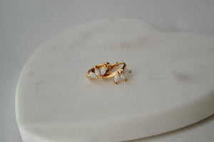 14K Gold Filled White Opal Marquise Huggie Hoop Earrings – Dreamy Gemstone Hoops for Birthdays & Everyday Luxe.