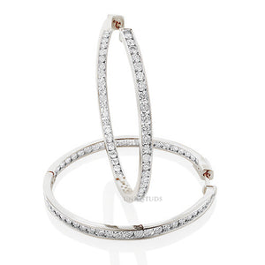 2 Ct Diamond Hoop Earrings, Women'S Earrings, Everyday Earrings, Huggies with round Diamonds, Hoop Earrings with Safety Lock