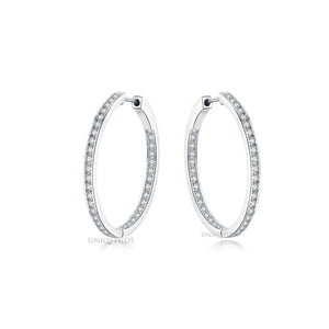 2 Ct Diamond Hoop Earrings, Women'S Earrings, Everyday Earrings, Huggies with round Diamonds, Hoop Earrings with Safety Lock