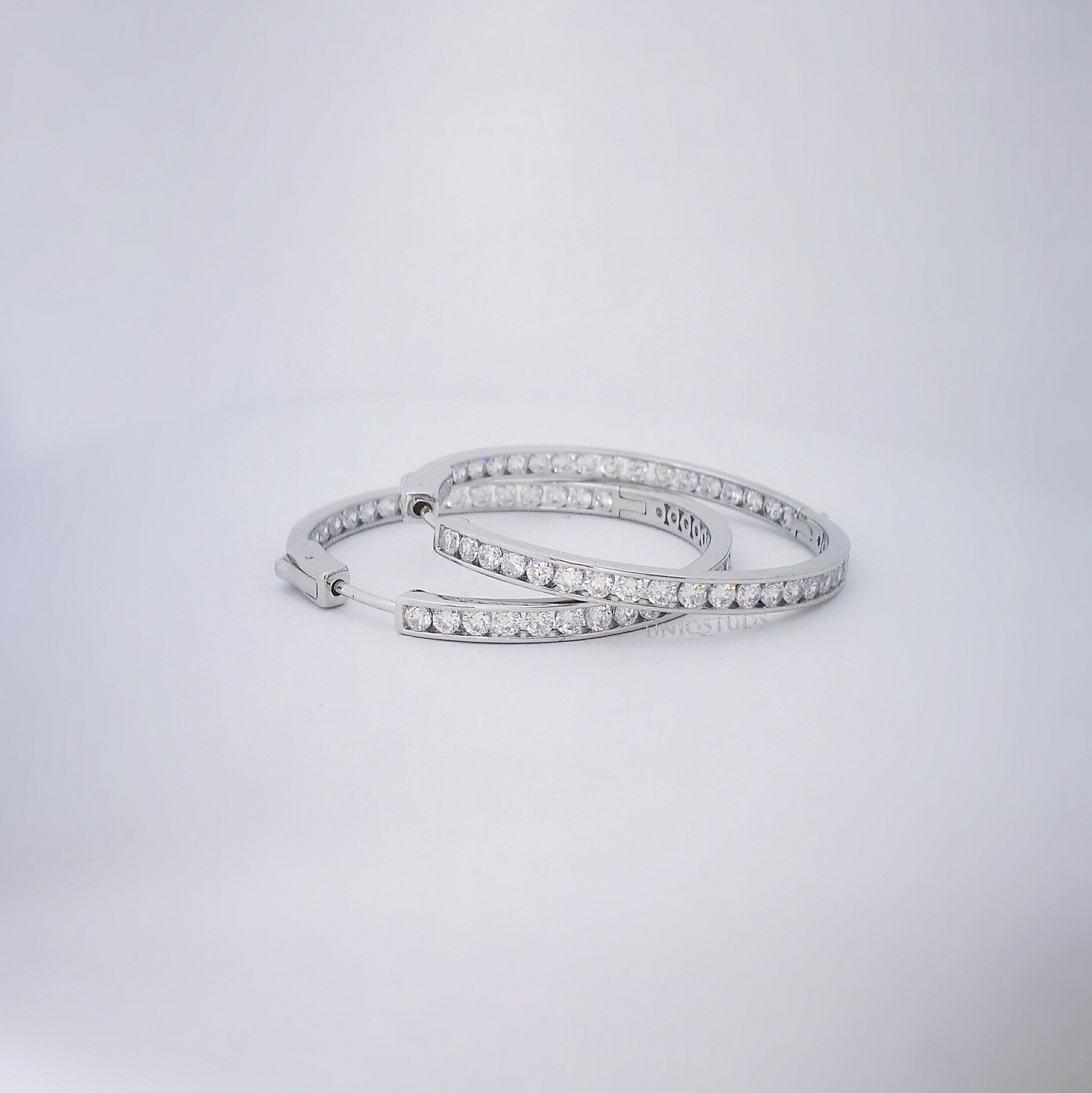 2 Ct Diamond Hoop Earrings, Women'S Earrings, Everyday Earrings, Huggies with round Diamonds, Hoop Earrings with Safety Lock