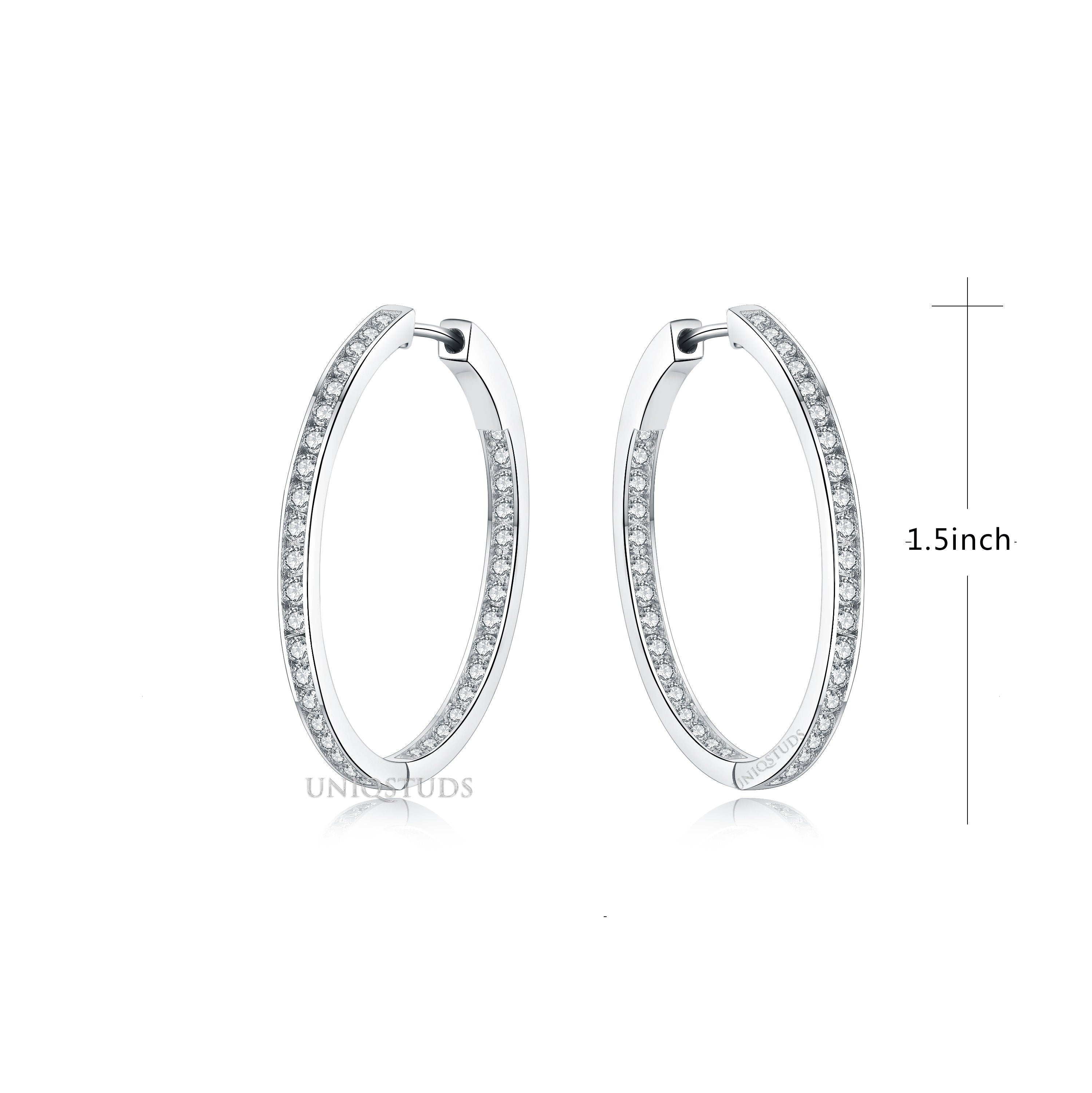 2 Ct Diamond Hoop Earrings, Women'S Earrings, Everyday Earrings, Huggies with round Diamonds, Hoop Earrings with Safety Lock