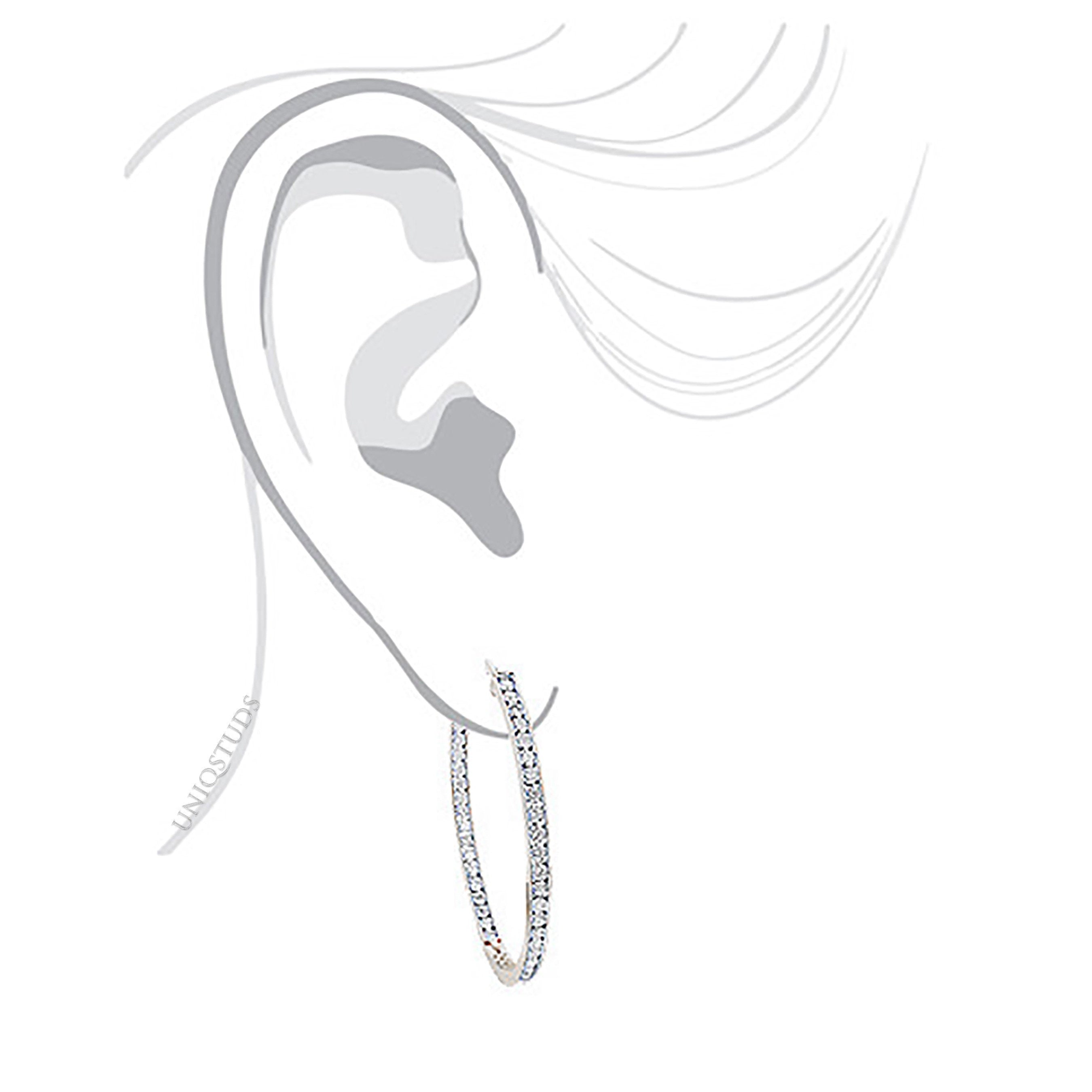 2 Ct Diamond Hoop Earrings, Women'S Earrings, Everyday Earrings, Huggies with round Diamonds, Hoop Earrings with Safety Lock