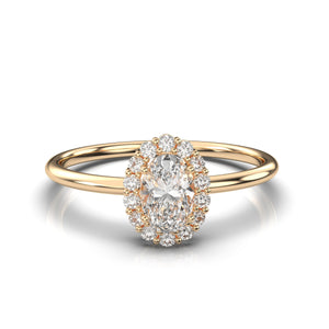 Engagement Ring , Yellow Gold Oval Ring , Minimalist Solid Gold Diamond Ring , Petite Ring, Yellow Gold Diamond Ring , Oval Moissanite Ring