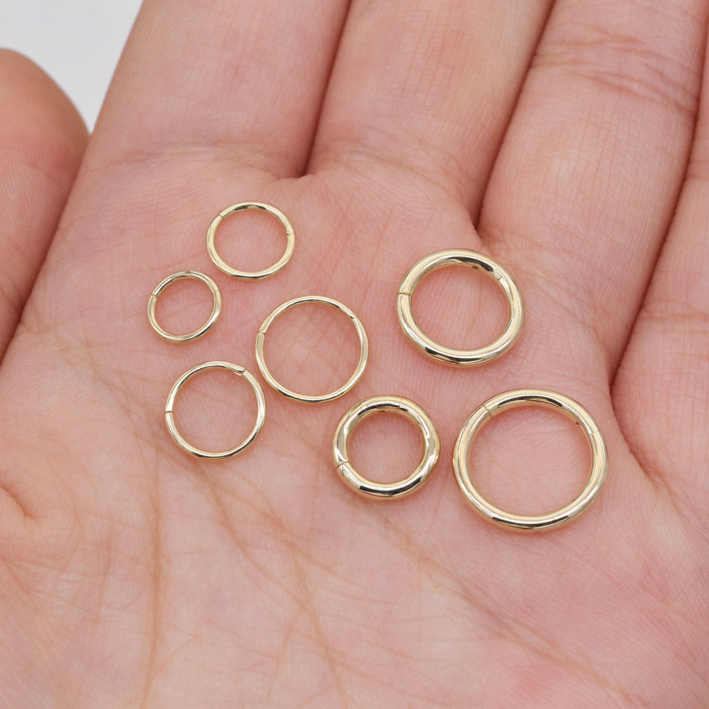 14K Solid Gold Hinged Clicker Hoop Belly Button Hoop Huggie Hoop Cartilage Earring Conch Hoop Helix Hoop Nose Hoop Tragus Clicker Hoop