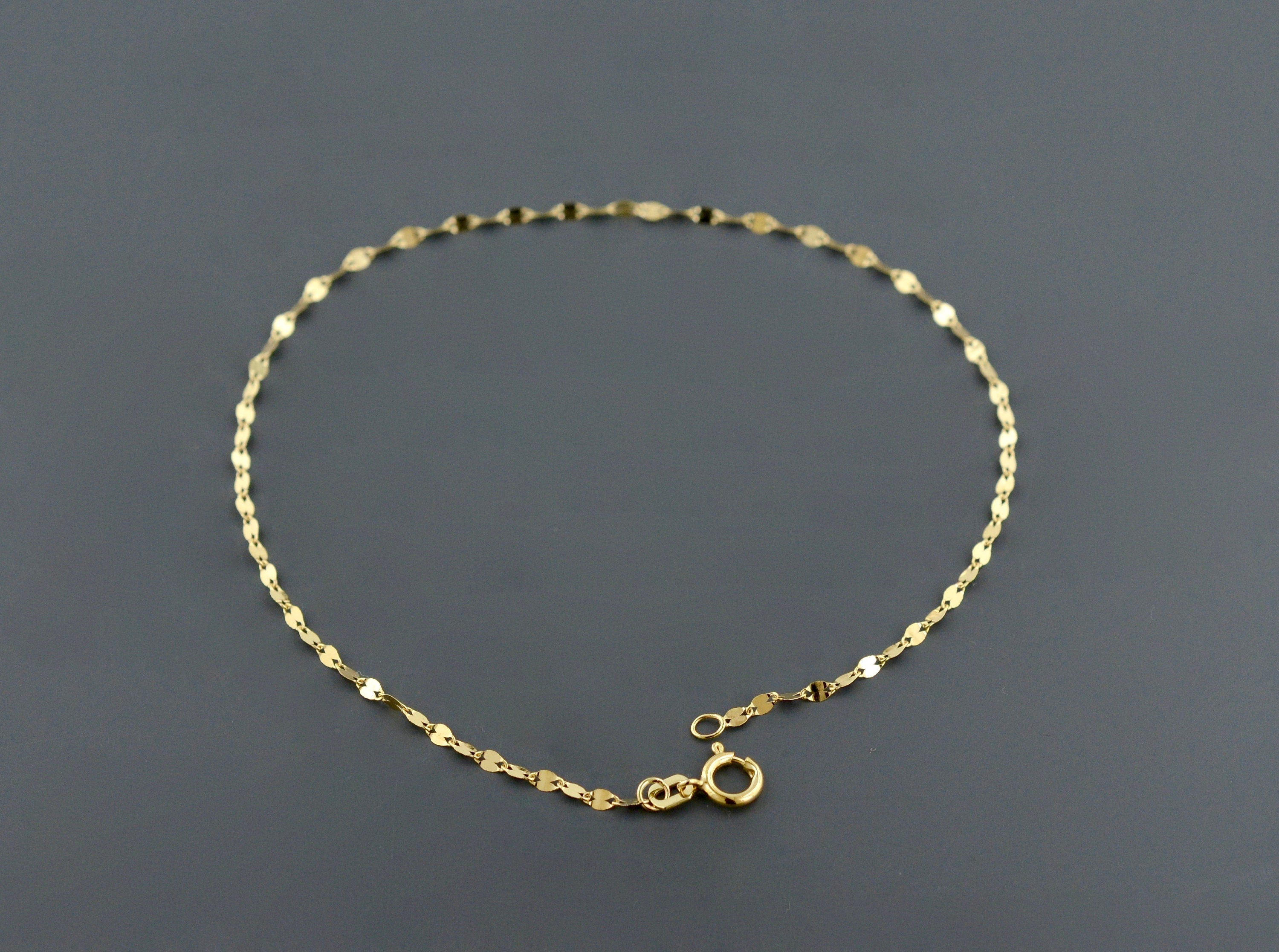 10K YELLOW GOLD ANKLET | 1.9MM Wide | Polished Marine Link 9 Inch Anklet | Spring Ring Clasp | Free Shipping 1-Day | Gift Box Included