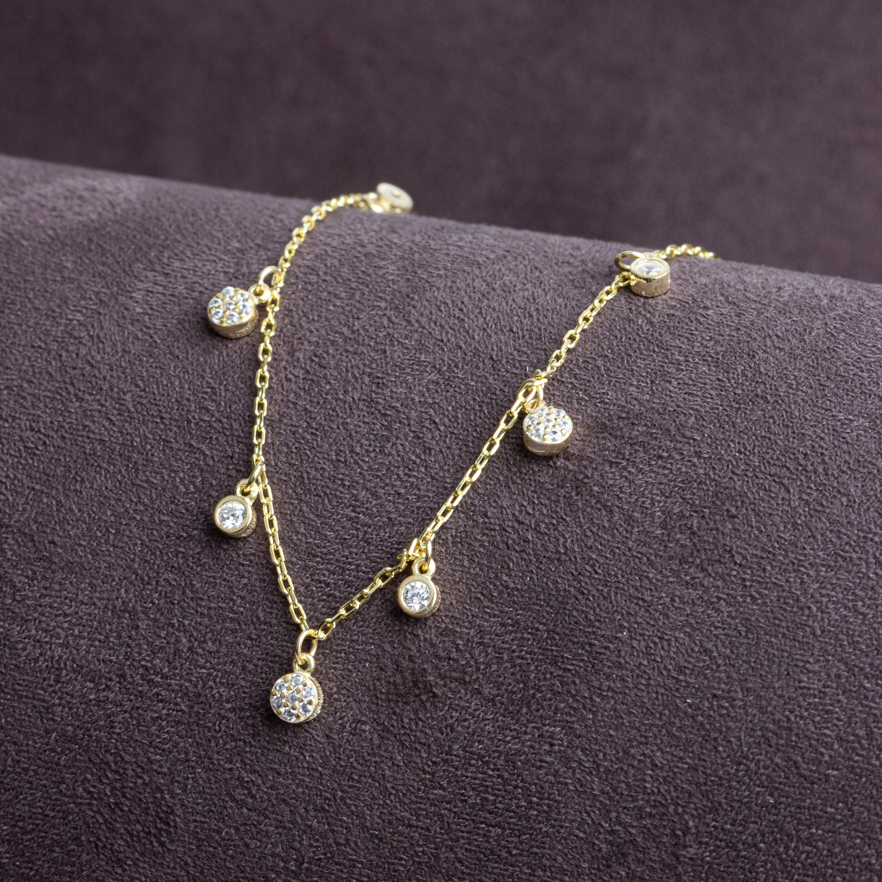 Silver Dangling CZ Diamonds Necklace in 18K Gold, Minimalist Diamond Drop Station Necklace, Layering Diamonds Necklace, Jewelry for Women