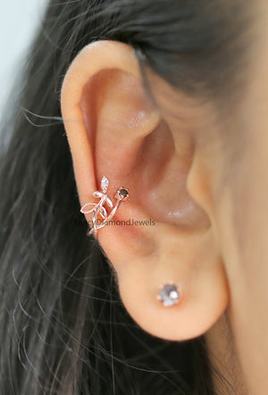 Ear Cuff Earrings, Ear Wraps, Earring Cuffs, Natural Diamond Ear Cuff, No Piercing Ear Cuff, 14K Gold Diamond Ear Cuff, Gold Ear Wrap KD1071