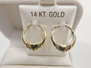 Elegant 14K Solid Gold Heart Hoop Earrings - Dainty Small Yellow Gold Hoops for Women.