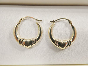Elegant 14K Solid Gold Heart Hoop Earrings - Dainty Small Yellow Gold Hoops for Women.