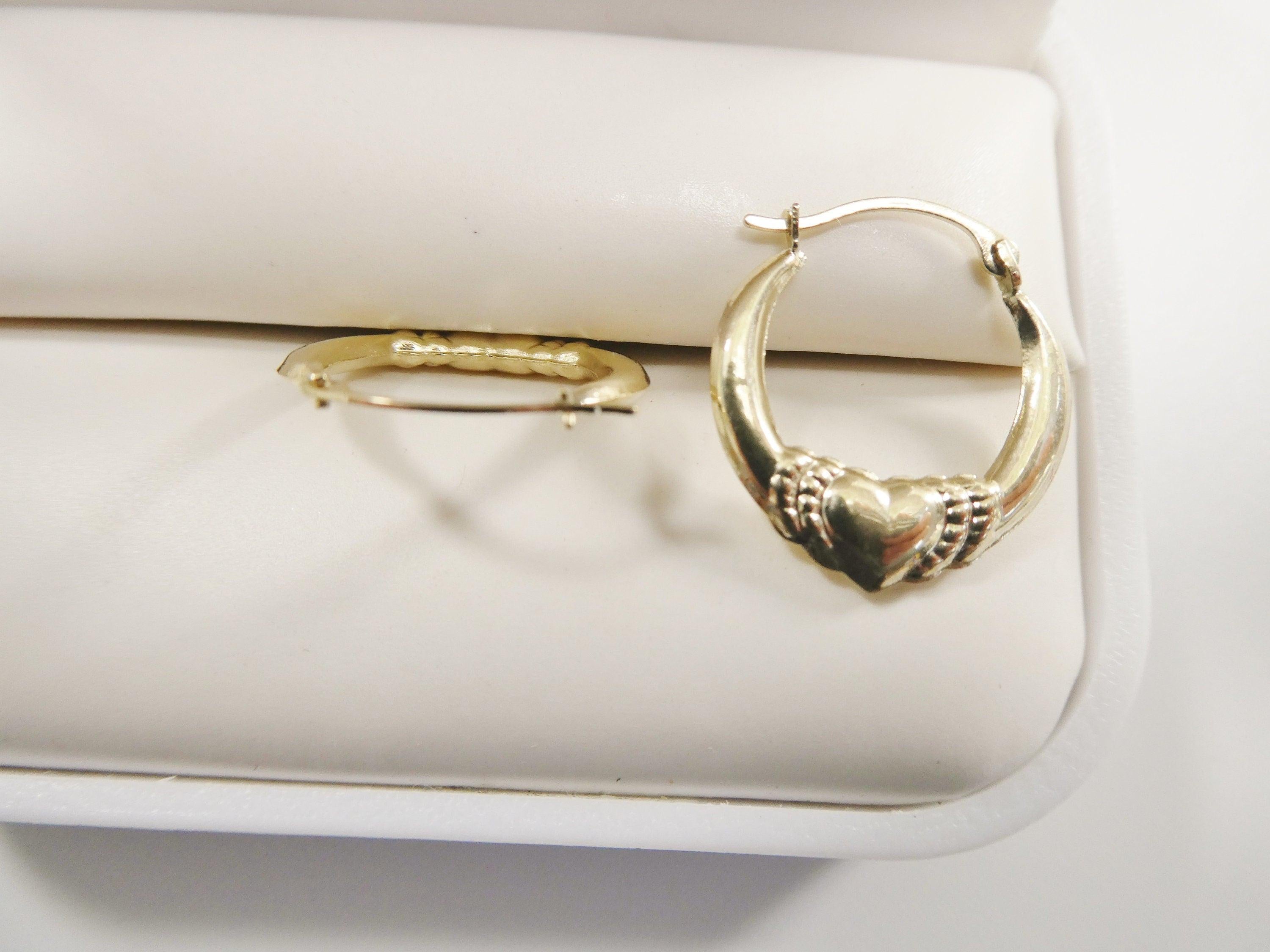 Elegant 14K Solid Gold Heart Hoop Earrings - Dainty Small Yellow Gold Hoops for Women.