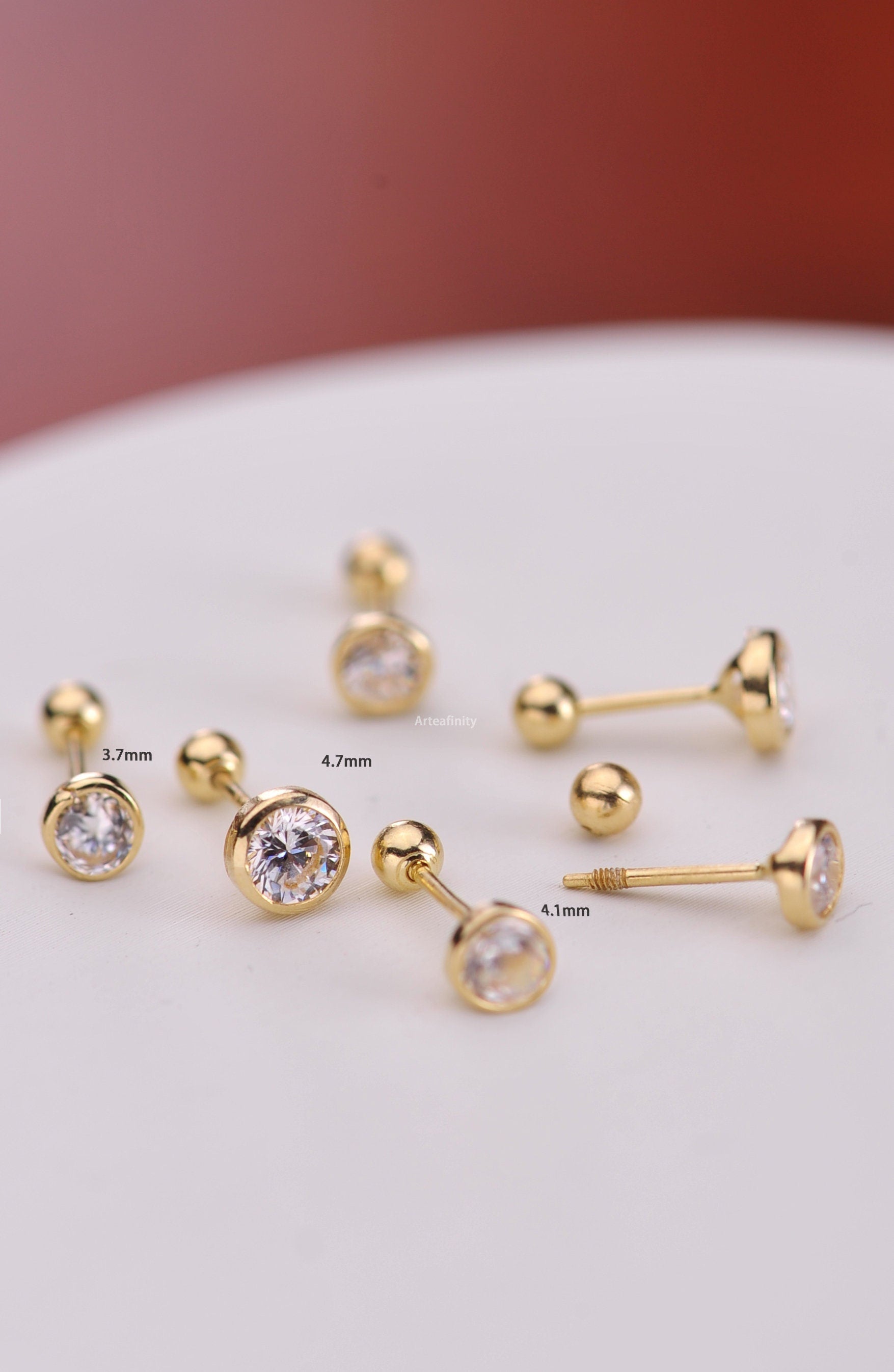 Gold Screw Earrings, 14K Solid Gold Earrings, Real Gold Earrings, Spring and Summer Dainty Earrings, Elegant Earrings, Gift for Her