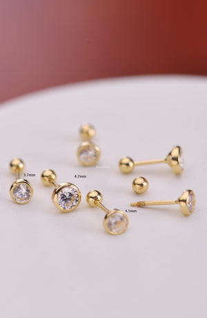 Gold Screw Earrings, 14K Solid Gold Earrings, Real Gold Earrings, Spring and Summer Dainty Earrings, Elegant Earrings, Gift for Her