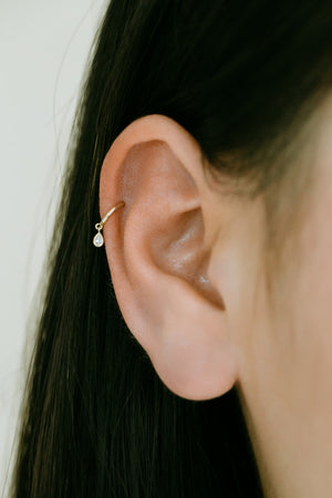 14K 18K Solid Gold Jewelry Minimalist Tragus Cartilage Snug Rook Helix Ear Seamless Piercing Earring Clicker Huggie Hoop Ring for Women Men