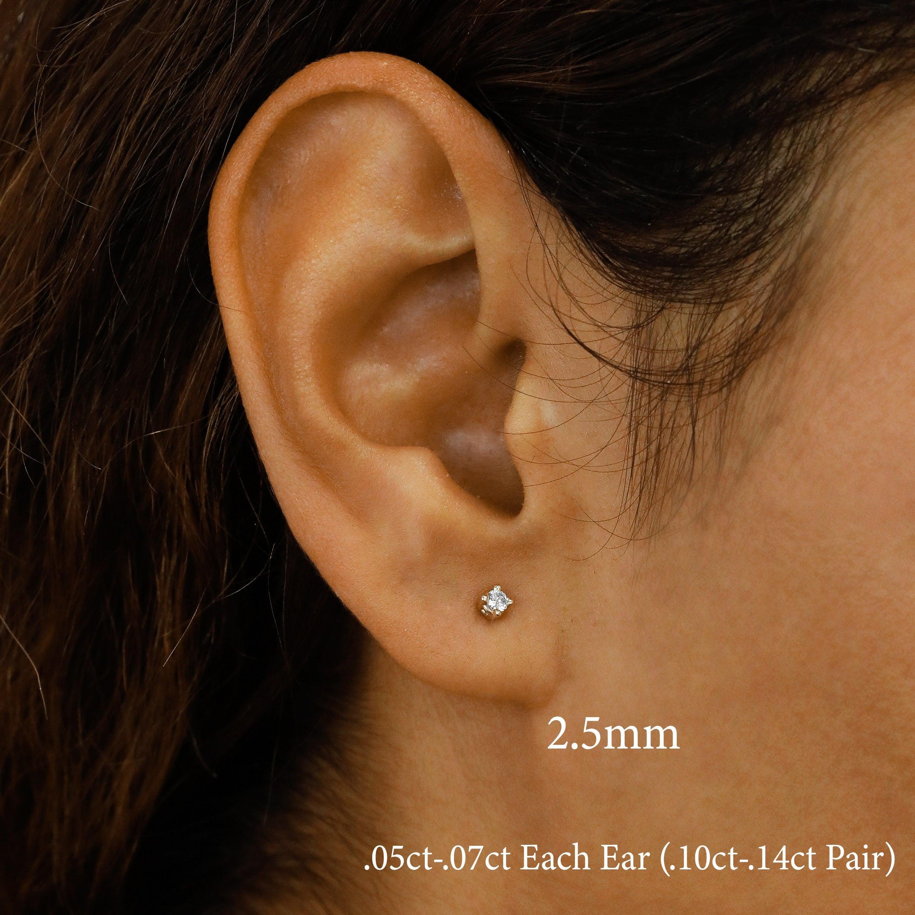 Stunning 14K Gold Natural Diamond Solitaire Stud Earring with Secure Screw Back.