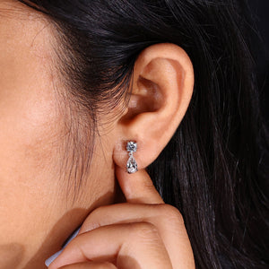 1.89 TCW Pear and round Cut Lab Grown Diamond Earrings, Dangle Drop Earrings, F/VS Lab Created Diamond Wedding Earrings, Earrings for Gift
