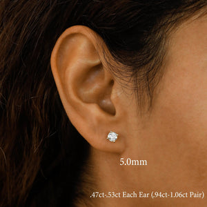 Stunning 14K Gold Natural Diamond Solitaire Stud Earring with Secure Screw Back.