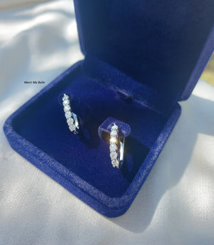 Moissanite Hoop Earrings, 925 Sterling Silver U Shape Huggies