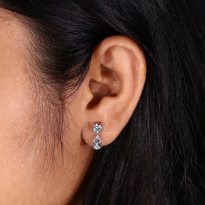 1.89 TCW Pear and round Cut Lab Grown Diamond Earrings, Dangle Drop Earrings, F/VS Lab Created Diamond Wedding Earrings, Earrings for Gift