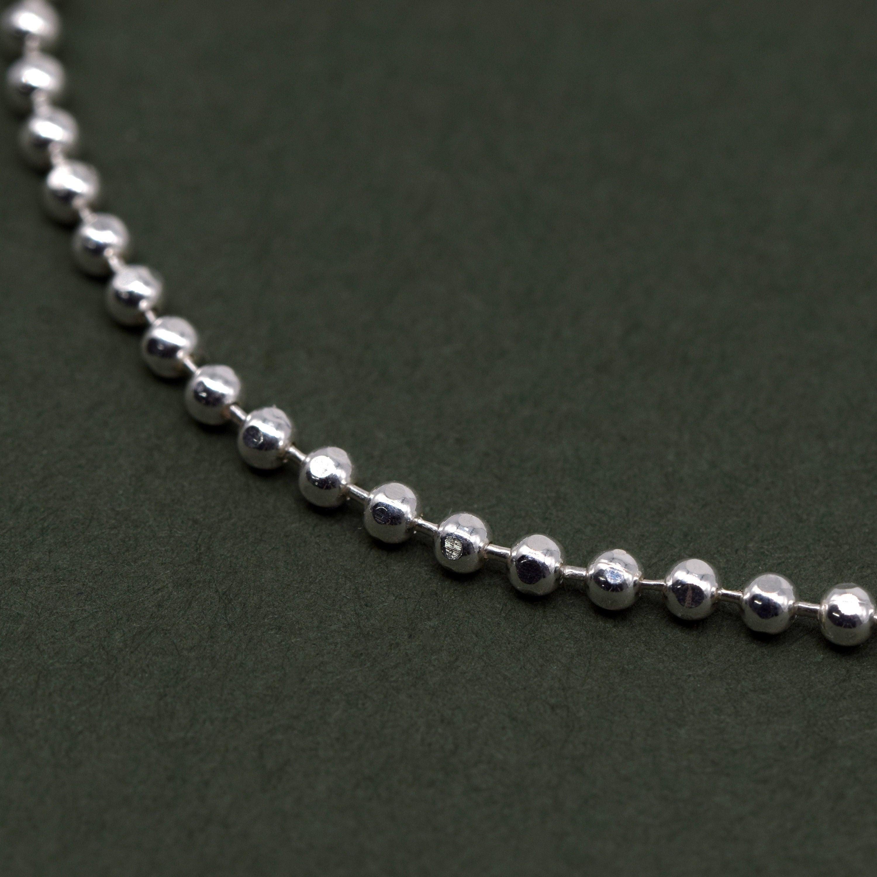 Elegant Sterling Silver Adjustable Minimalist Slider Bracelet with 2mm Beads for Women.