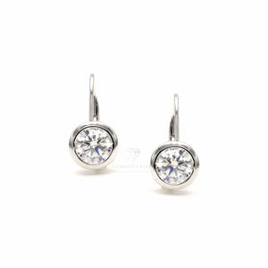 Moissanite Bezel Set Dangle Earrings, 925 Sterling Silver