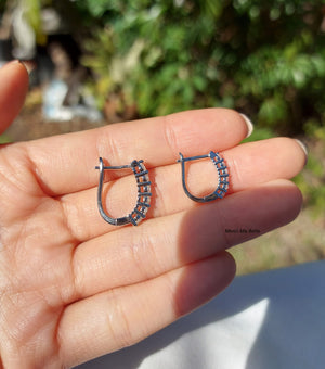 Moissanite Hoop Earrings, 925 Sterling Silver U Shape Huggies