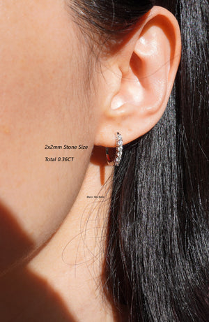 Moissanite Hoop Earrings, 925 Sterling Silver U Shape Huggies