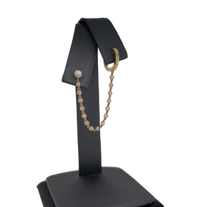 14K Yellow Gold Diamond Drop Huggie Earrings