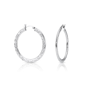 Elegant 35mm Sterling Silver Skinny Hoop Earrings.