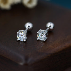 Moissanite Stud Earrings Sterling Silver – 4 Prong Set, Butterfly or Screw Backs, 3–6mm, Silver or Gold.