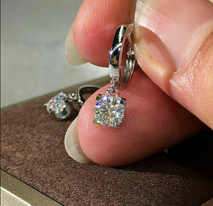 1.00 Carat round Lab Grown Diamond Drop Earrings, 14K Gold Huggie Dangles Earrings, Solitaire Drop Earrings for Women, Huggie Hoop Earring