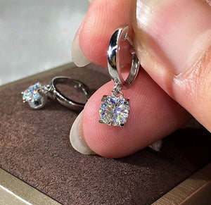 1.00 Carat round Lab Grown Diamond Drop Earrings, 14K Gold Huggie Dangles Earrings, Solitaire Drop Earrings for Women, Huggie Hoop Earring