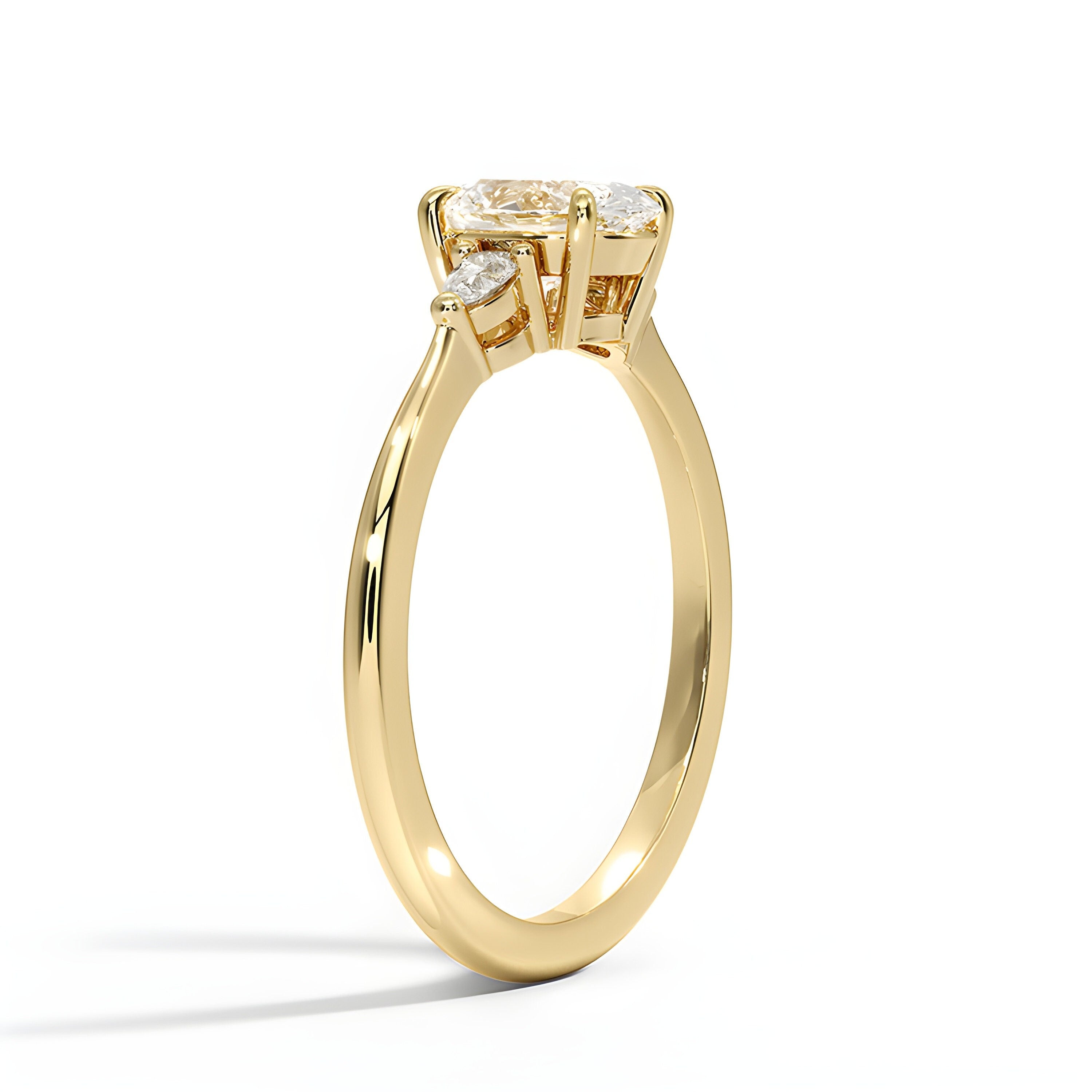 1.5 Ct IGI Certified Diamond VS1/F Oval Cut Three Stone Engagement Ring 14K Solid Gold