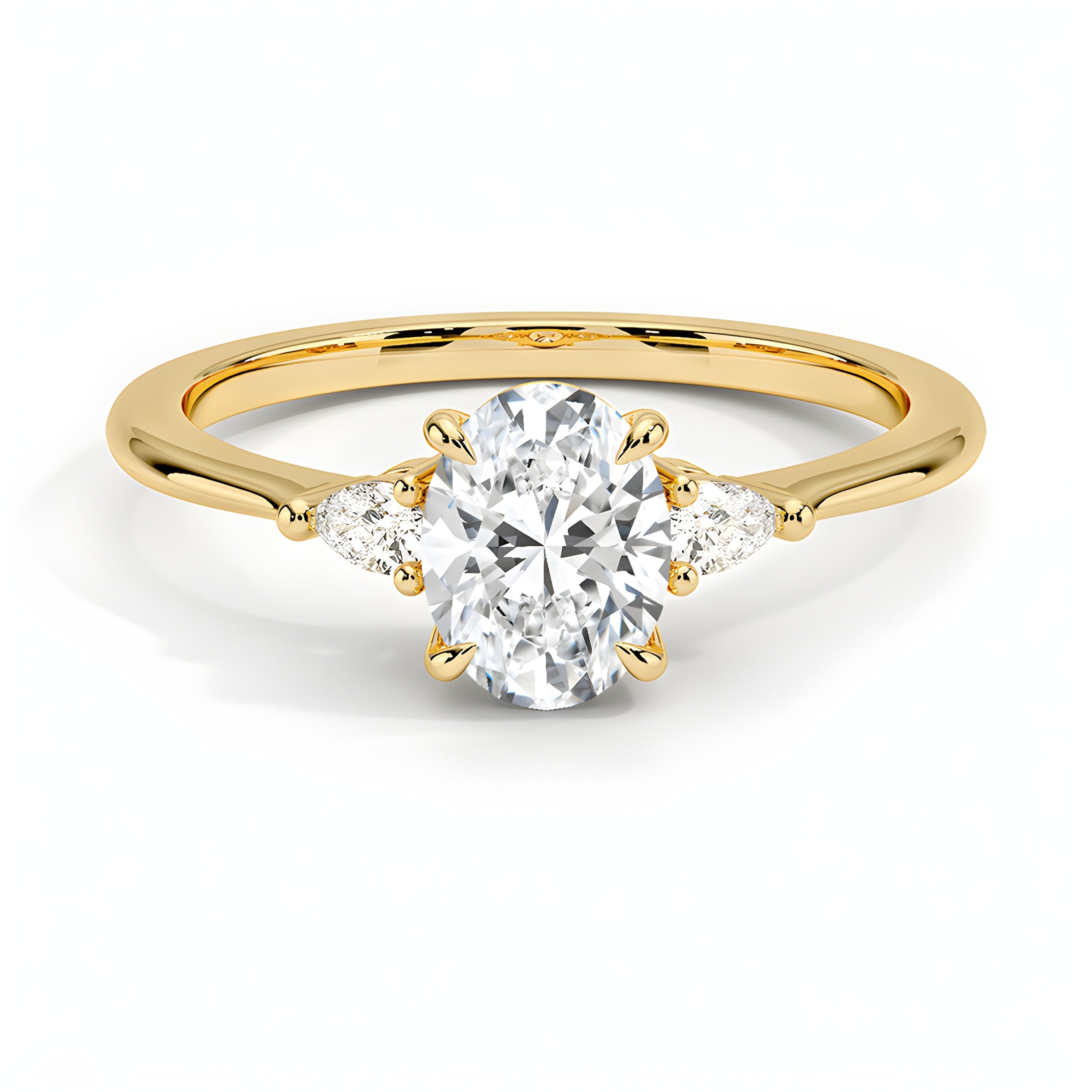 1.5 Ct IGI Certified Diamond VS1/F Oval Cut Three Stone Engagement Ring 14K Solid Gold