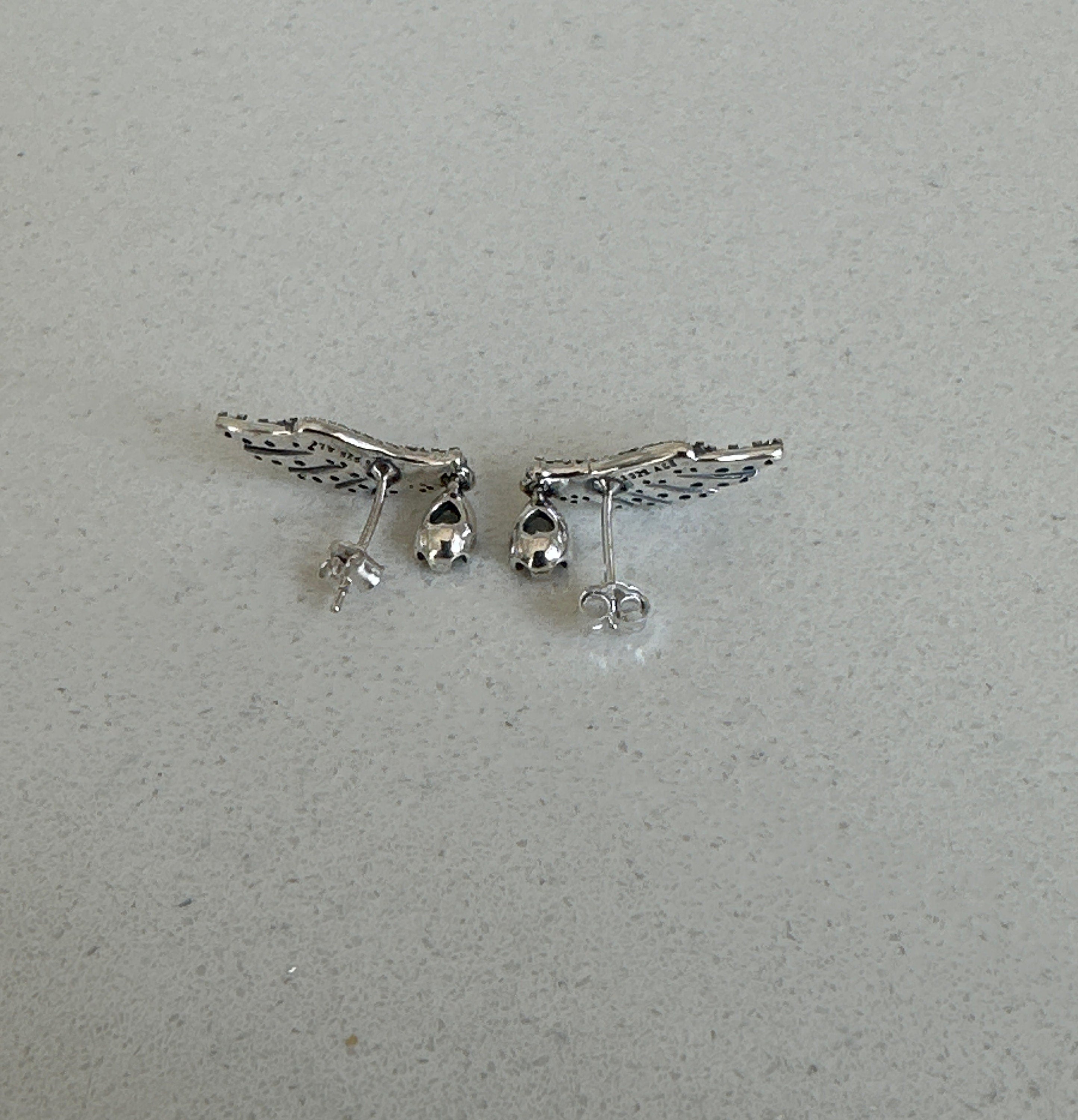 Pandora Silver 925S ALE Dangling Angel Wings Stud Earrings Free Gift Box